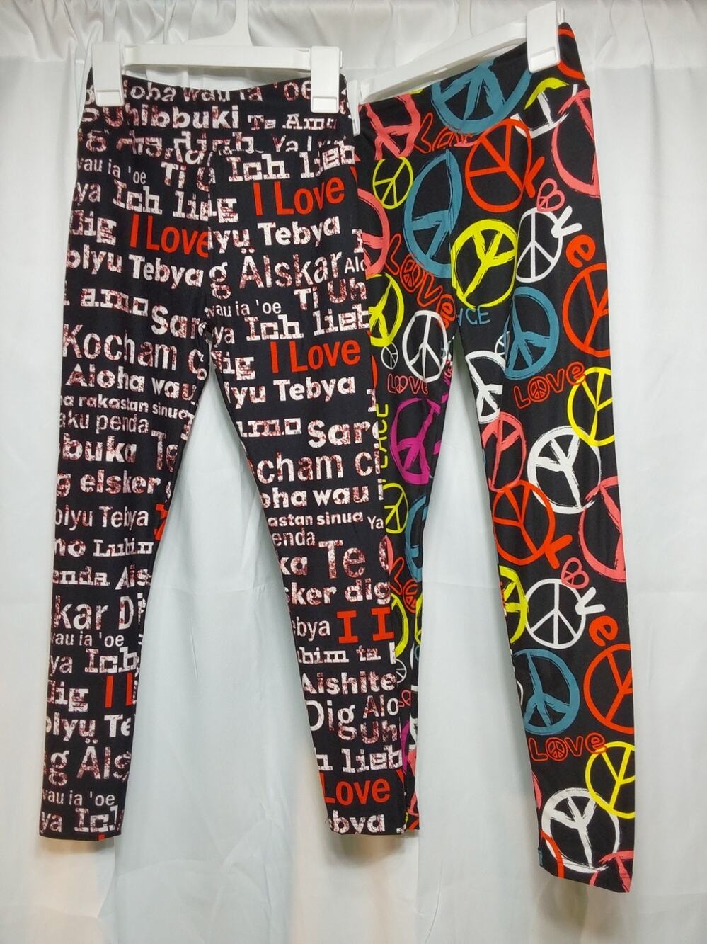 LuLaRoe Tween Black/Multicolor High-Waist Ankle Leggings 2 Pack #K1
